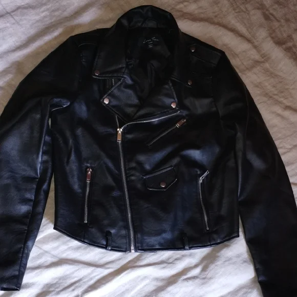 Love Tree Black Faux Leather Motorcycle Jacket - Picture 1 of 12